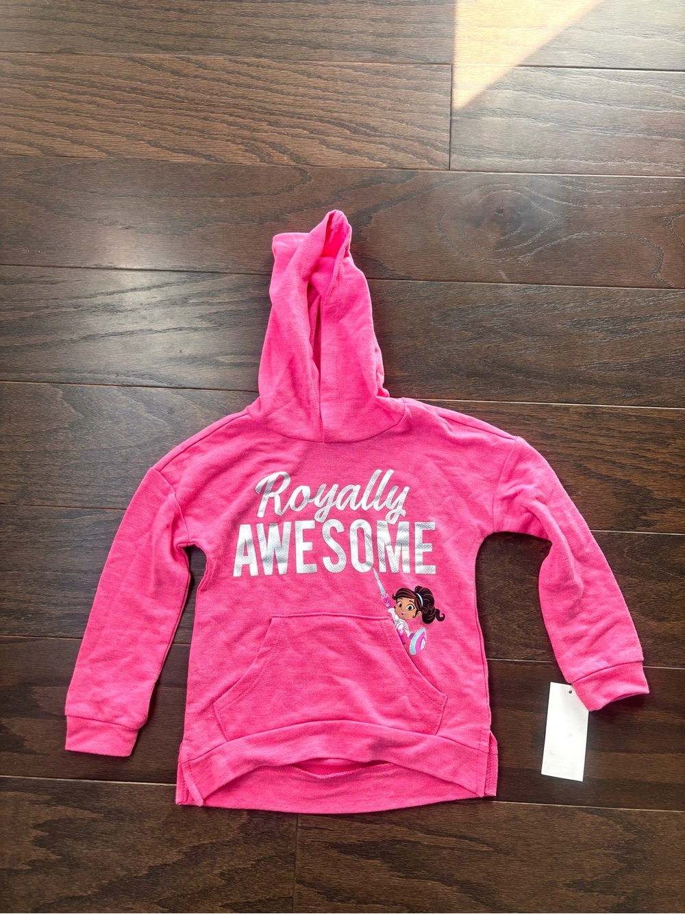 Nickelodeon Girls Pink Nella the Princess Knight Long Sleeve Hooded Shirt- Sz 2T
